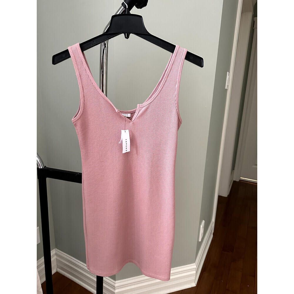Topshop Women's Waffle Notch Bodycon Short Dress In Pink Size 8